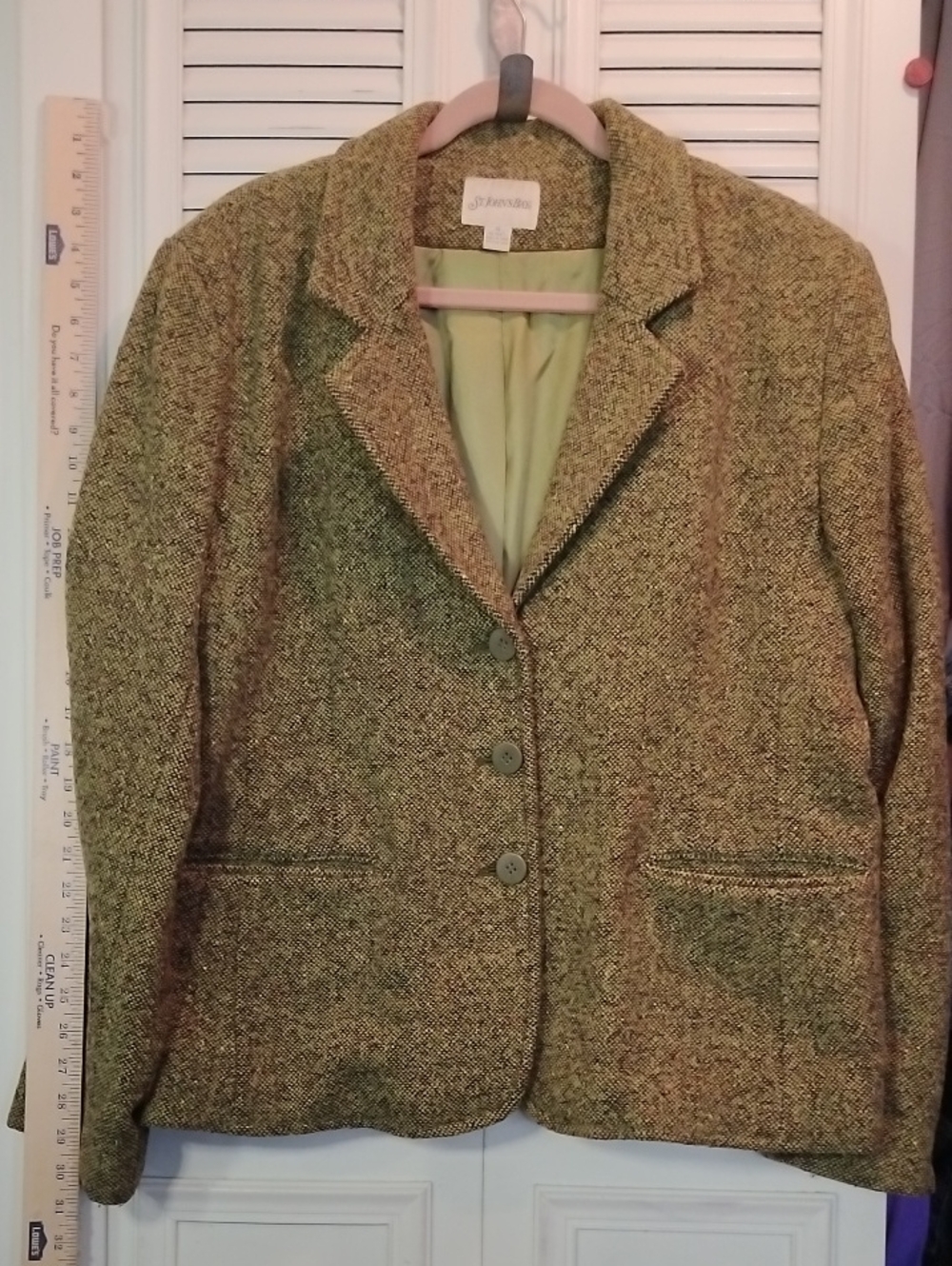 St. John's Bay Olive Green Tweed Blazer Jacket